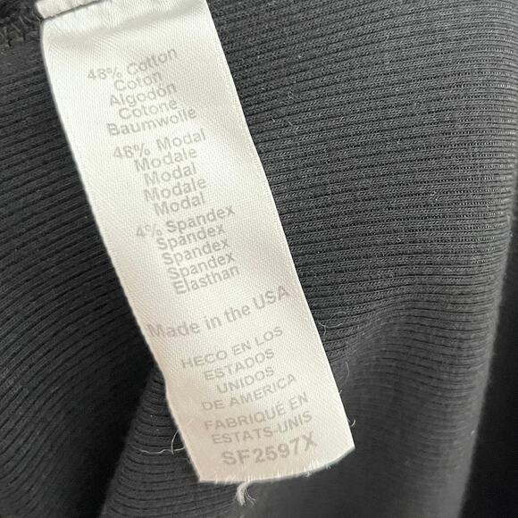 Michael Stars Womens Wren Midi Dress 3X Black Ribbed Side Slit Comfort Casual - Picture 10 of 11